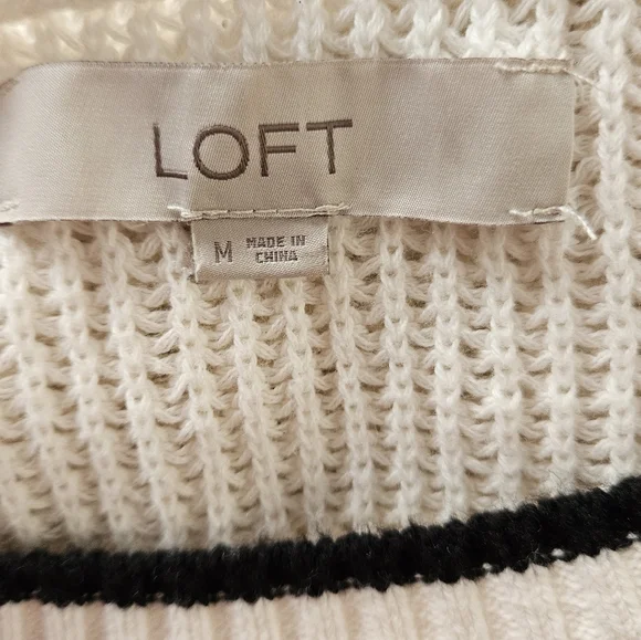 NWOT LOFT white open knit bell sleeve ribbon sweater Womens Medium - Picture 7 of 7